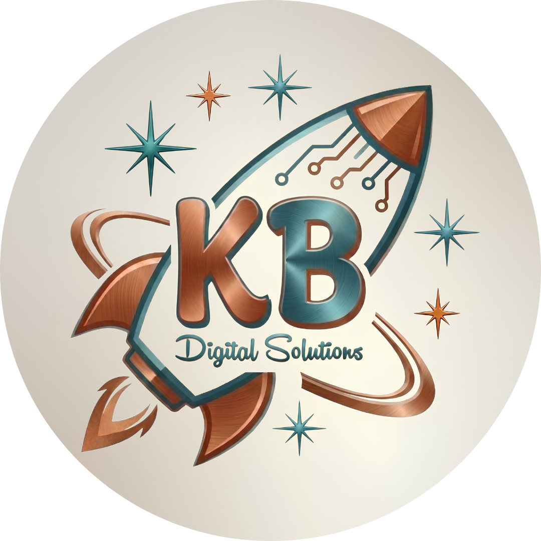 KB Digital Solutions logo — a rocket with KB initials